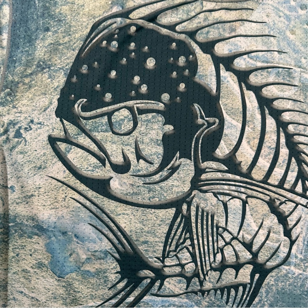 Loco Skailz Fishing Shirt Mens Medium Blue Performance Graphic Tee - Picture 2 of 4